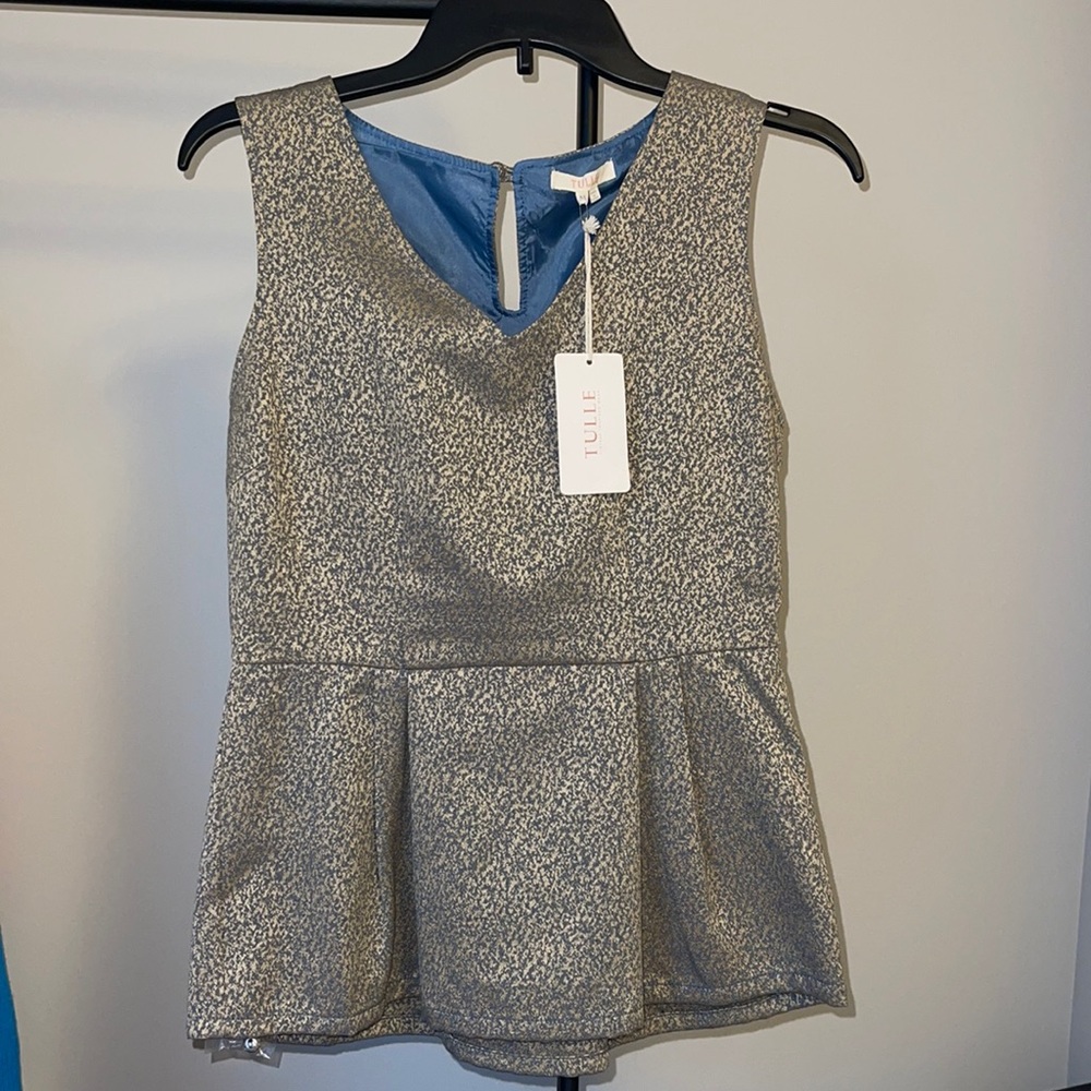 NWT Tulle Gold Peplum Top size medium